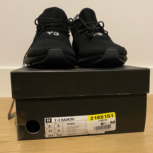 Y-3 Saikou Triple Black White Logo - Size 8 1/2 - Picture 4 of 5
